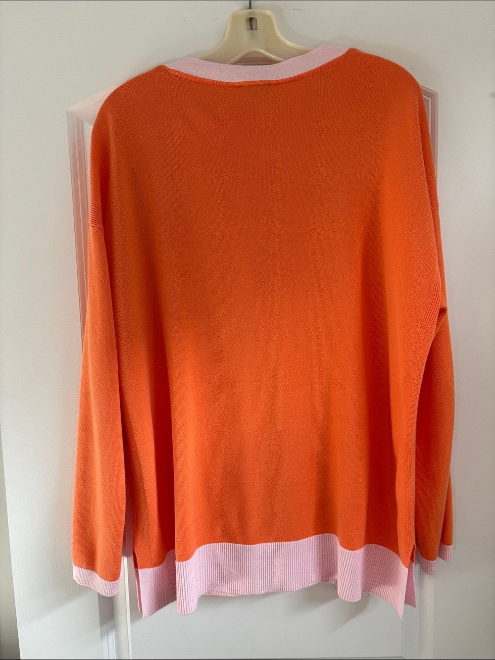 Talbots Orange Cardigan with Pink Trim V-Neck Button Sweater - Picture 6 of 6